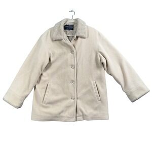 Forecaster Sport Fleece Coat Womens M Cream Sherpa Collar Gorpcore Vintage